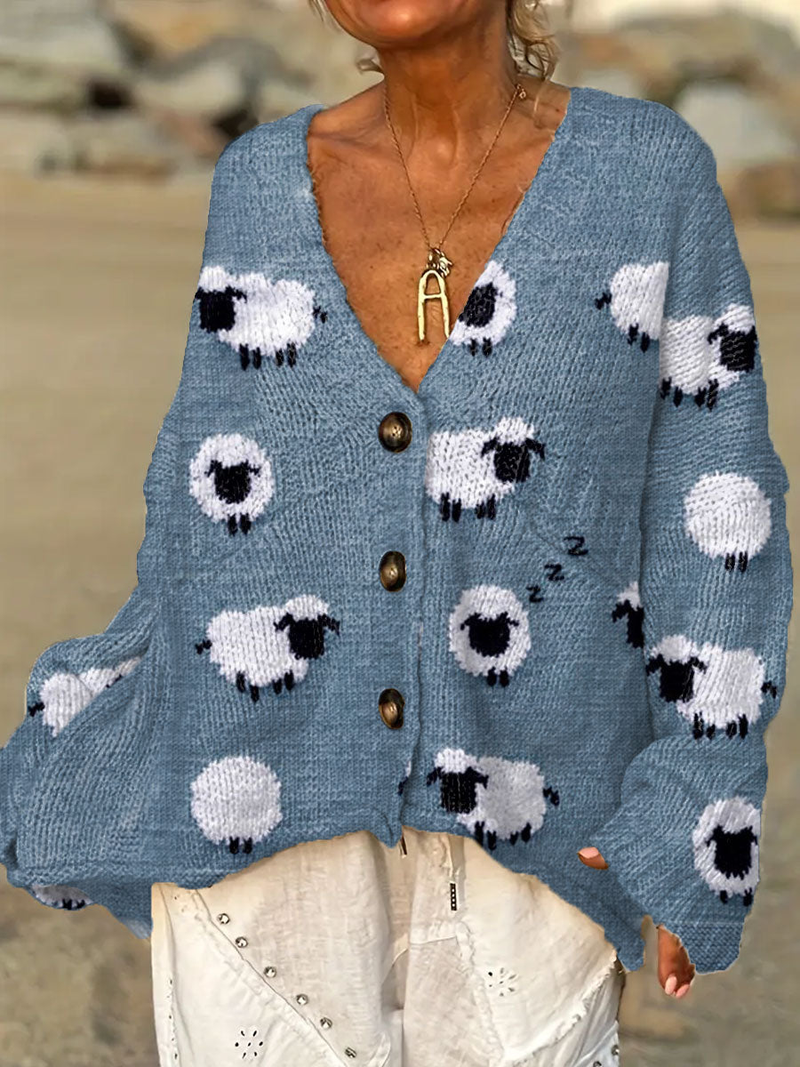 womens-cute-sheep-art-print-casual-pullover-sweater