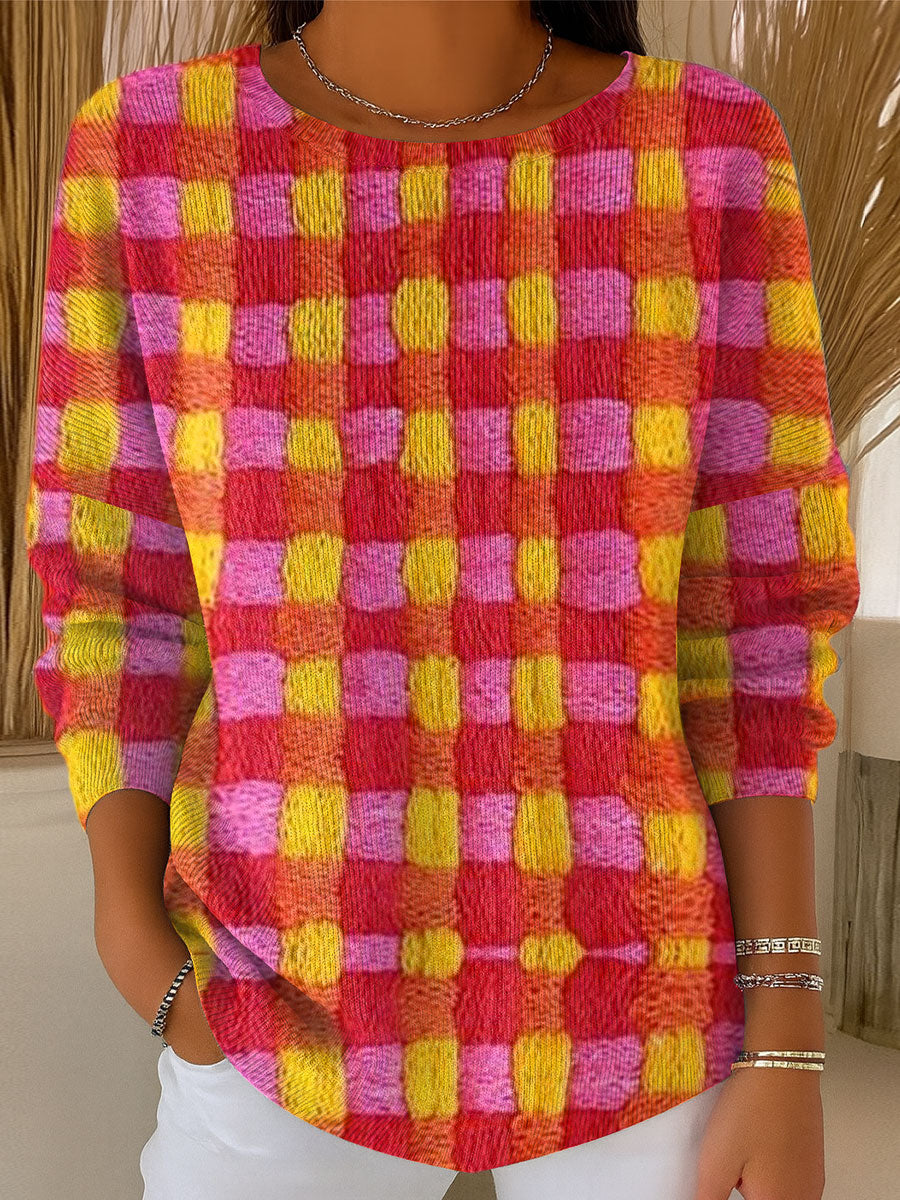 womens-vintage-plaid-art-print-casual-pullover-sweater-ik5n