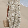 Women's Vintage Lovely Floral Art Print Flowy Dress