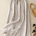 Women's Artistic Embroidery Elastic Waist Colorblock A-Line Loose Linen Skirt