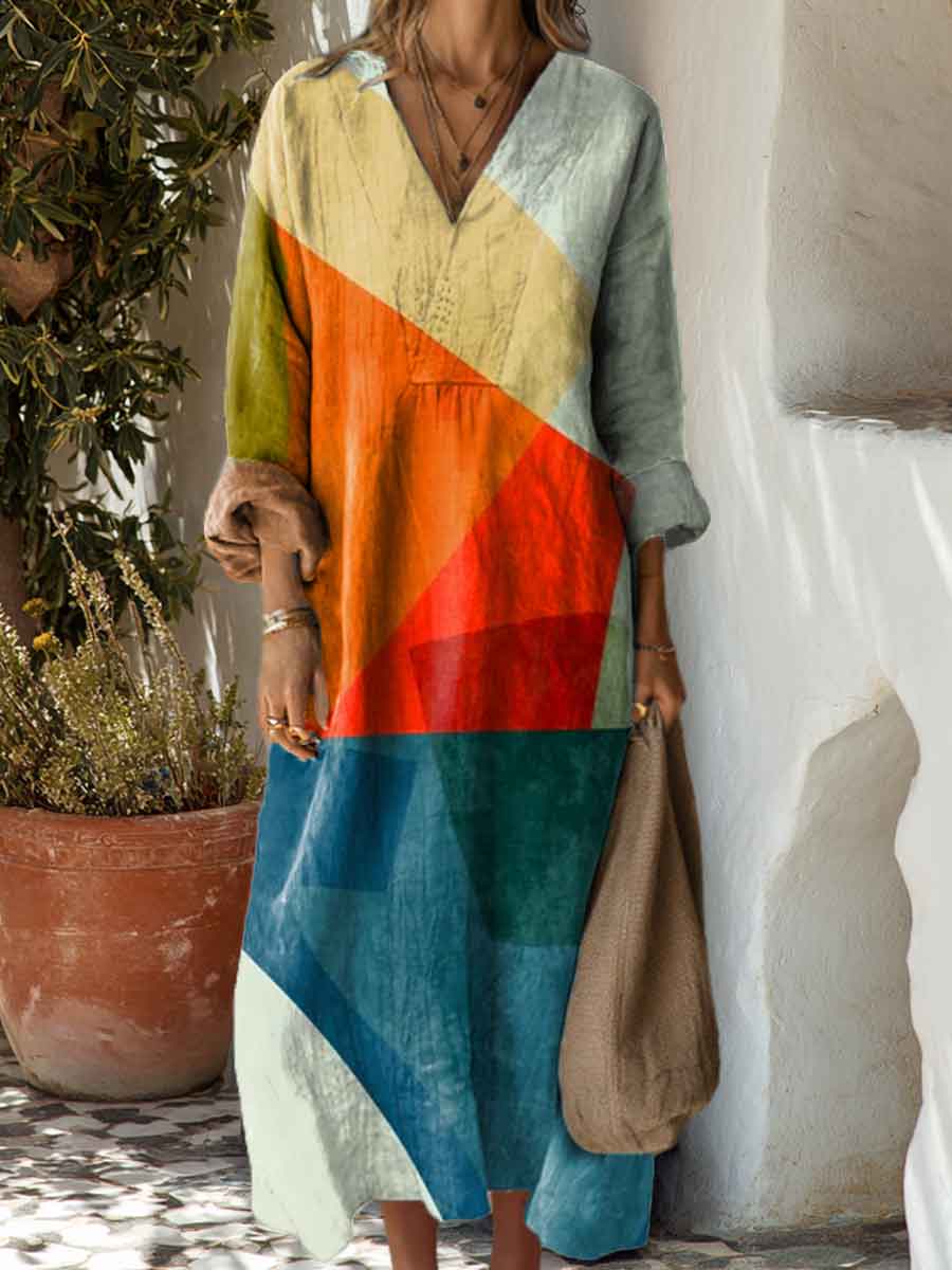 Women's Abstract Geometric Pattern Art Print Dress