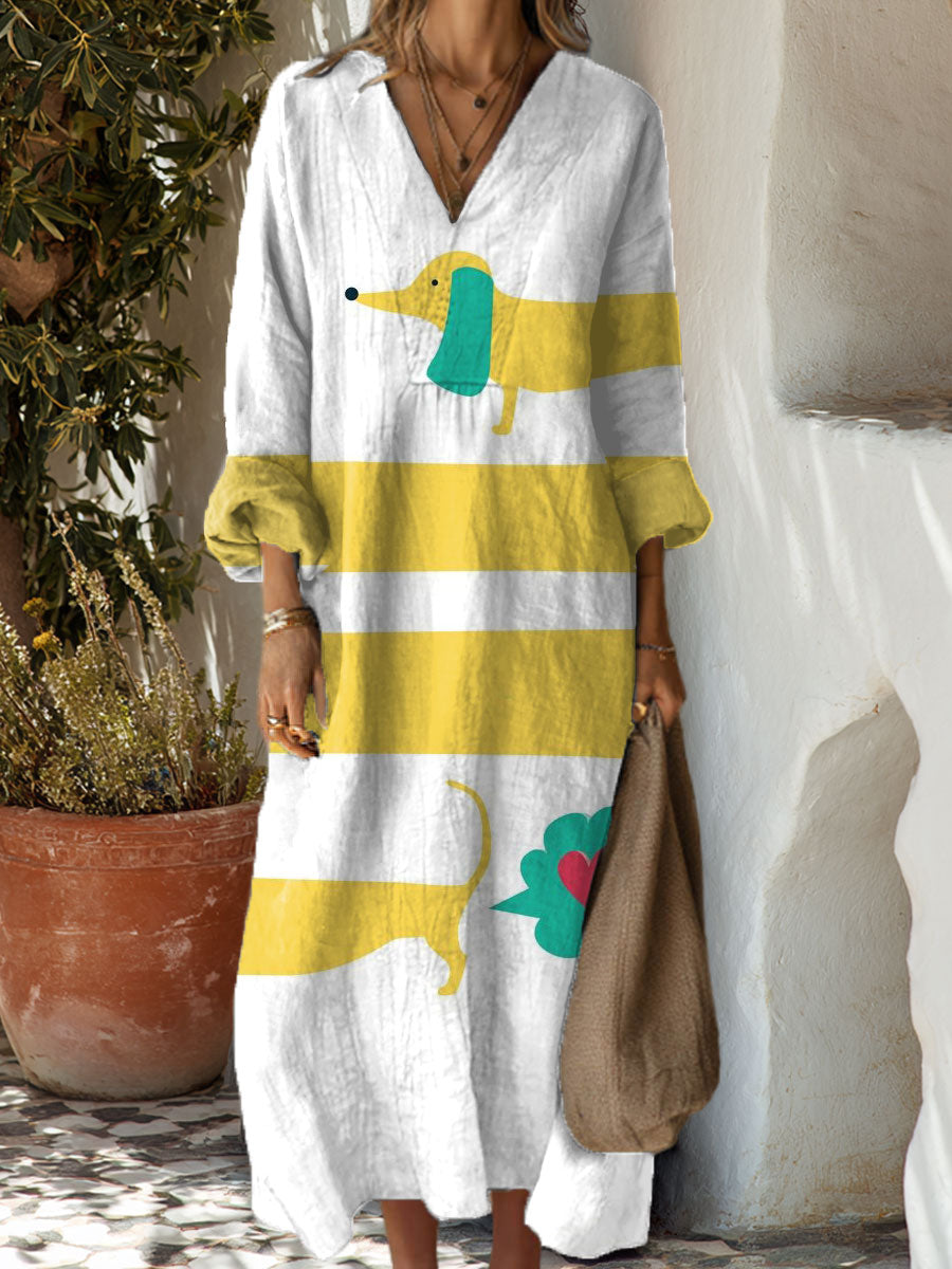 Women's Dachshund Vintage Art Print Dress