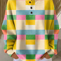Women's Beautiful Colorful Plaid Painting Art Print Casual Cotton Sweatshirt