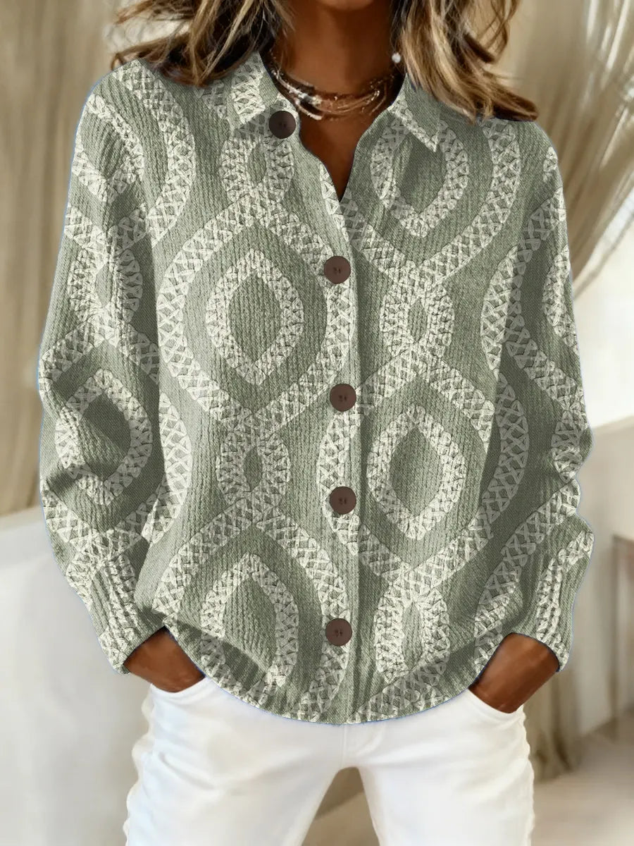 Women's Vintage Abstract Geometry Art Print Casual Sweater