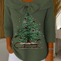 Vintage Christmas Tree Art Print Buttoned Cardigan Sweater