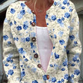 womens-blue-art-roses-print-buttoned-cardigan-sweater