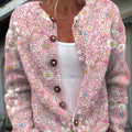 Gilet boutonné à imprimé floral vintage pour femme 