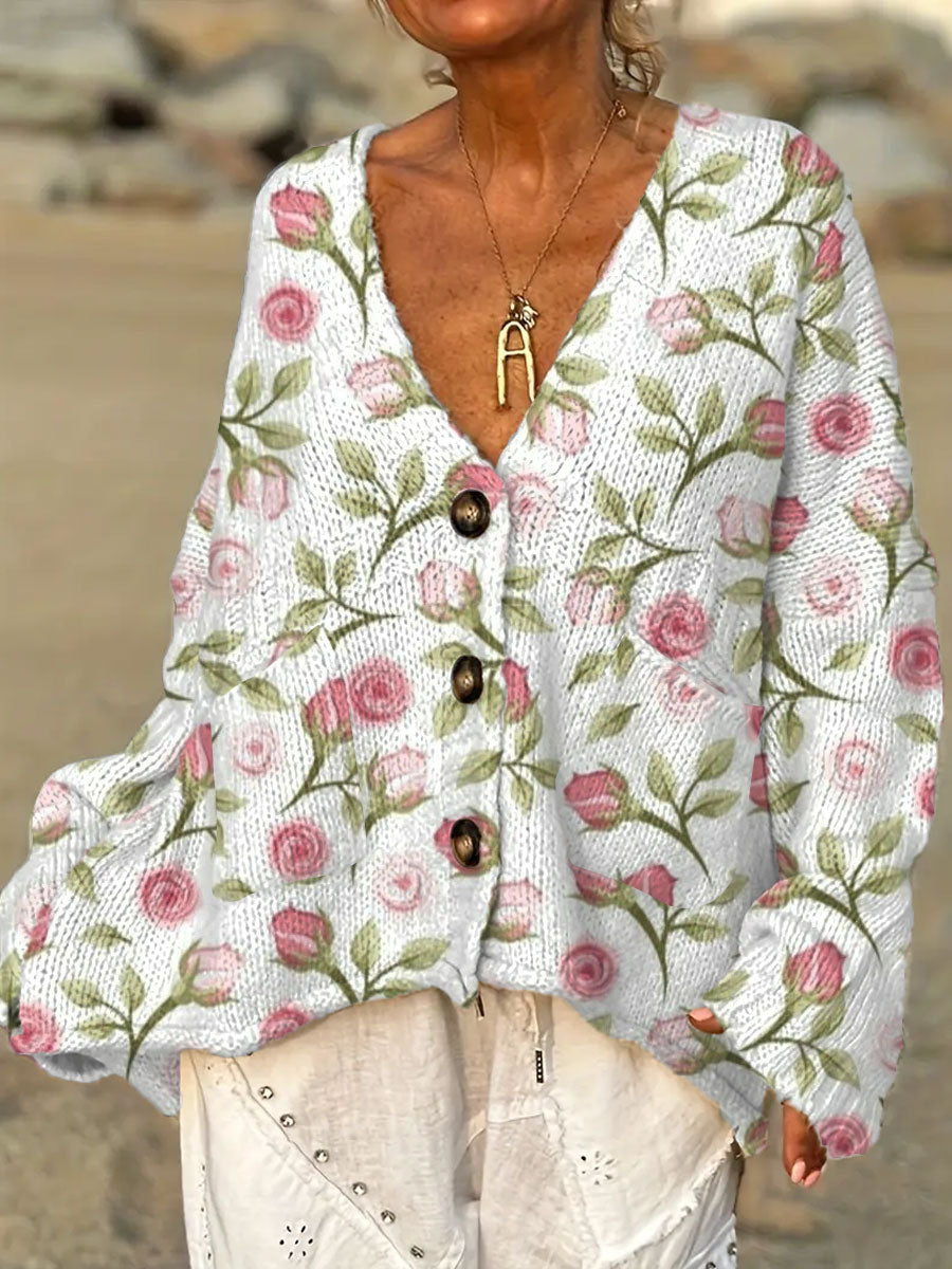 womens-vintage-flower-art-print-casual-pullover-sweater-n27e