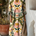 Vintage-Baumwollkleid mit Blumenmuster für Damen