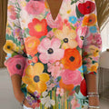 Women's Vintage Floral Art Printed Casual Sweater