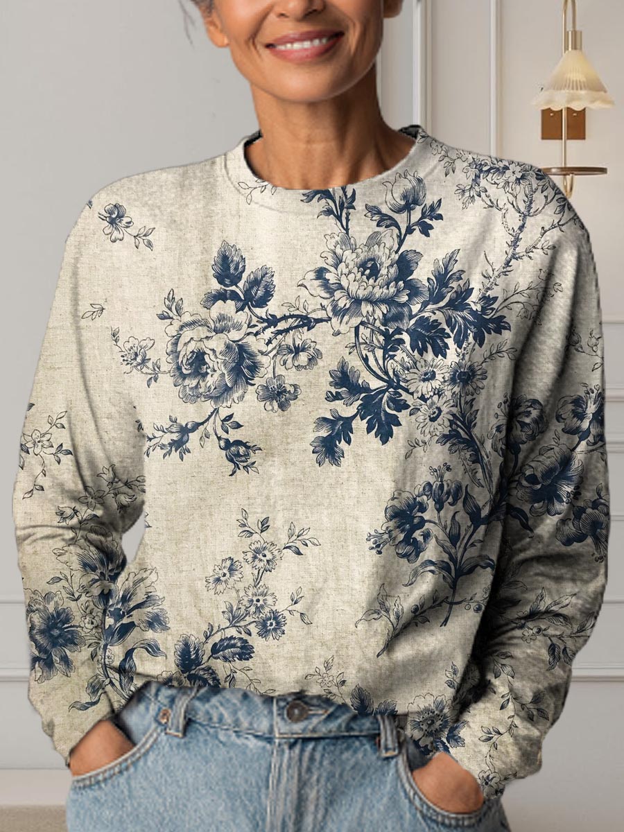 Women's Floral Art Print Casual Cotton T-Shirt