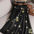 Women's Retro Stars Pattern Casual Print Cotton Skirt