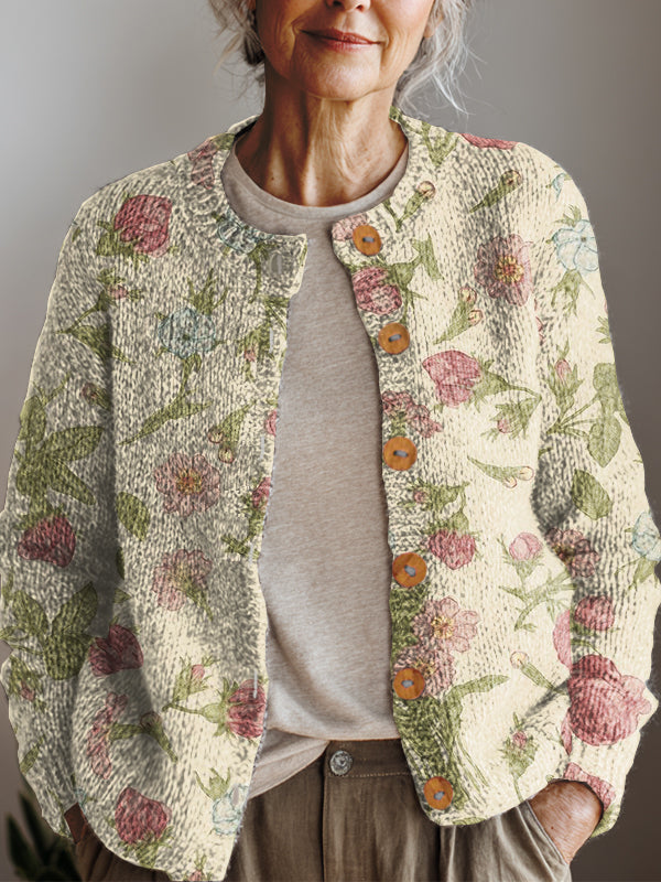 womens-retro-art-flowers-print-buttoned-cardigan-sweater-31hk