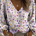 Damenbluse aus Baumwolle und Leinen mit Vintage-Blumenmuster 