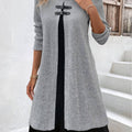 Light Grey Marl Fake 2in1 A Line Dress