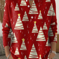 Vintage Christmas Tree Art Print Buttoned Cardigan Sweater