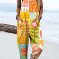 Women's Colourful Art Creative Patterns Print Casual 100% Cotton Wide Leg Jumpsuit