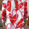 Valentine's Day Heart-shaped Decorative Patterns Casual Cardigan Collar Long Sleeve Sweater
