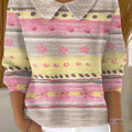 womens-colorful-pattern-stripes-print-casual-peter-pan-collar-3-4-sleeve-sweater