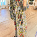 Robe en coton à imprimé floral vintage pour femme