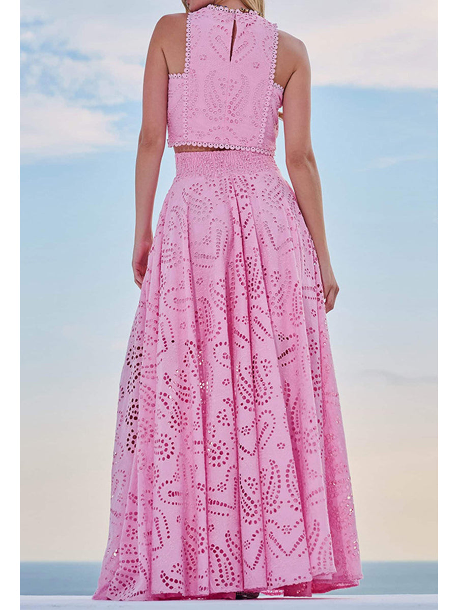 Women's Cotton Embroidered Vest and Skirt Two-piece Set