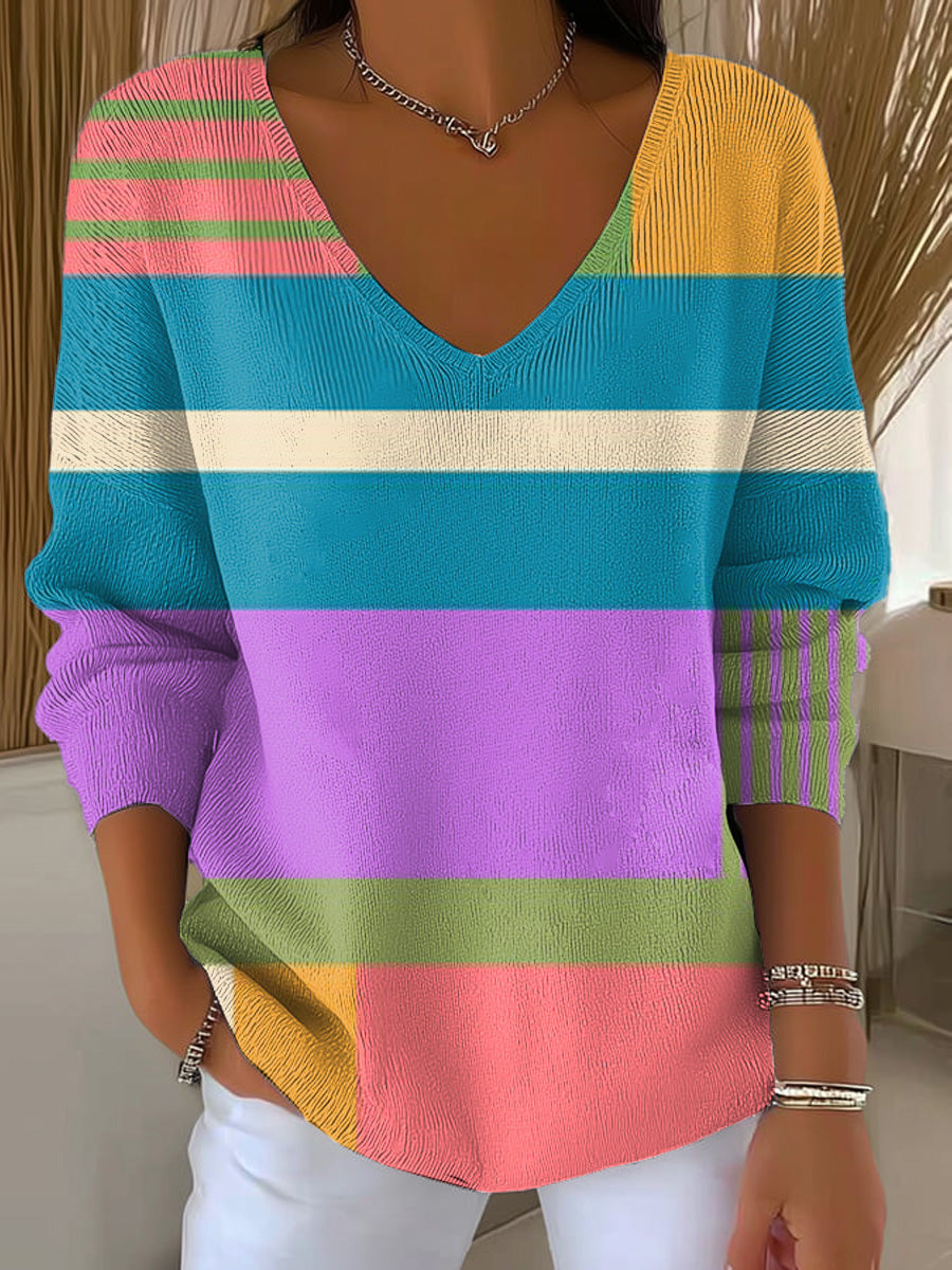 Women's Beautiful Colorful Geometric Painting Art Print Casual Pullover Sweater