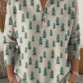 Vintage Christmas Tree Art Print Buttoned Cardigan Sweater