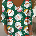 Women's Beautiful Cute Santa Claus Painting Art Print Casual Pullover Sweater
