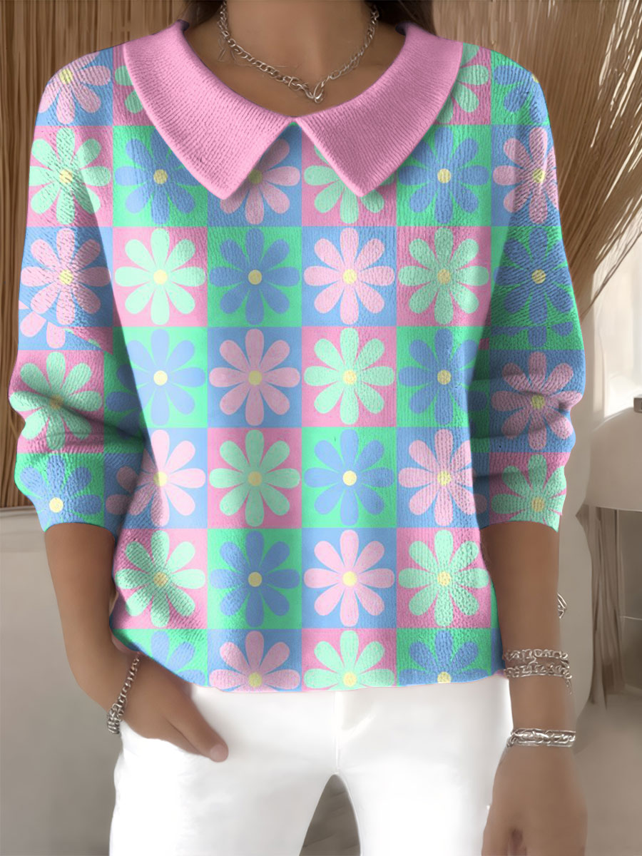 womens-floral-flowers-casual-print-peter-pan-collar-3-4-sleeve-sweater-q48n