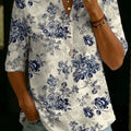 Women's Floral Pattern Art Print Casual Cotton Shirt