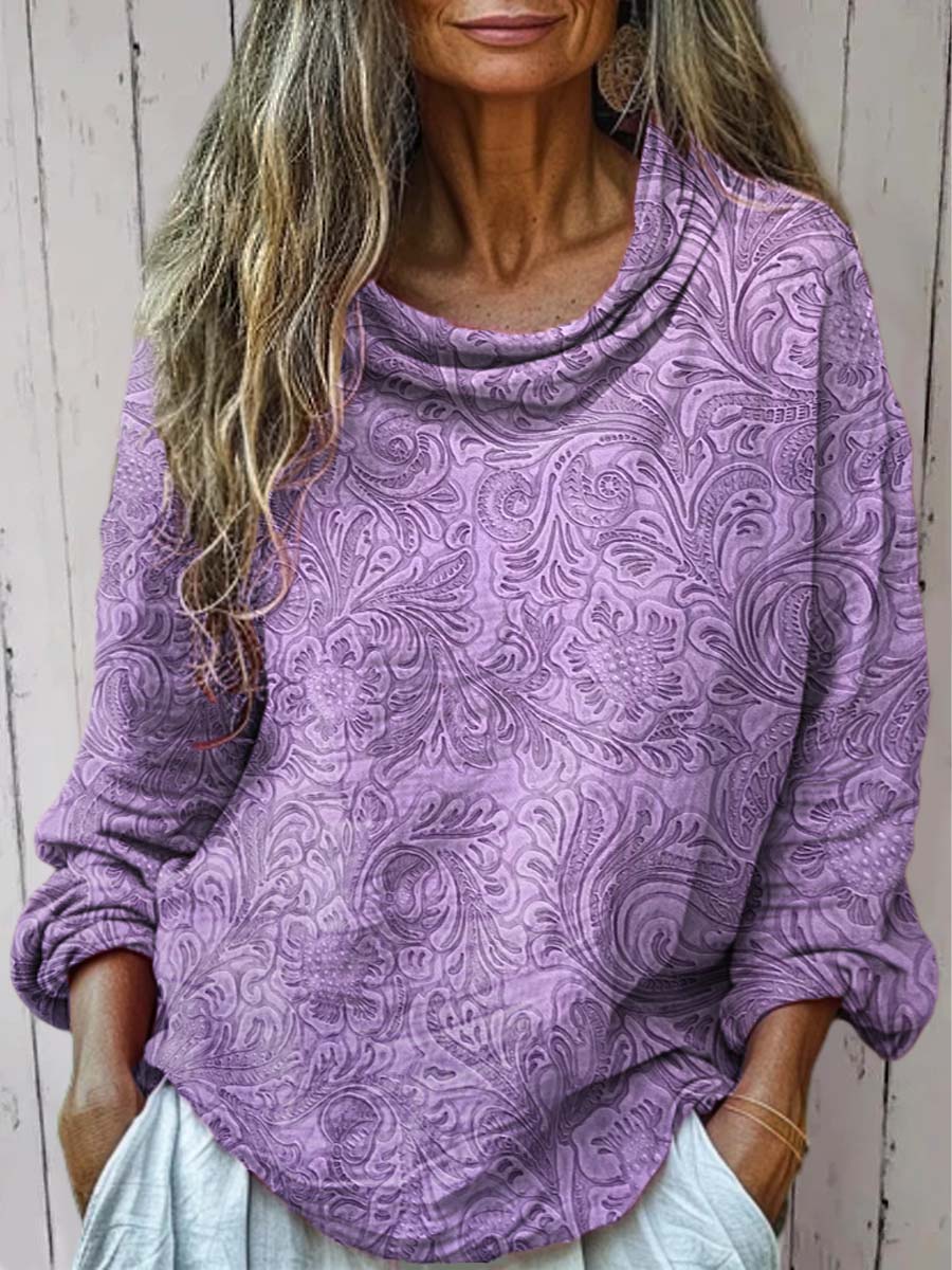 Women's Vintage Pattern Art Print Casual Long Sleeve Comfortable Cotton Shirt