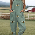 Women's  Funny Bee Art Print Casual 100% Cotton Wide Leg Jumpsuit