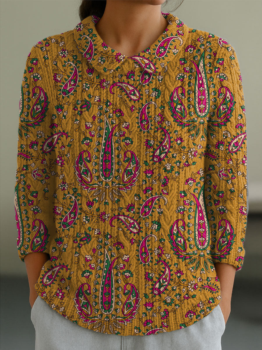 womens-vintage-flower-art-print-casual-peter-pan-collar-3-4-sleeve-sweater-nyv2