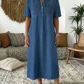 Casual Short-sleeved Polo Collar Denim Dress