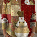Women's Christmas Snowman Pattern Art Print Buttoned Cardigan Sweater