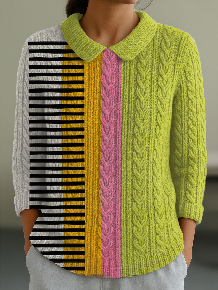 womens-vintage-abstract-geometry-art-print-casual-peter-pan-collar-3-4-sleeve-sweater-9iex