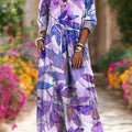Women's Abstract Purple Leaves Painting Art Print Dress