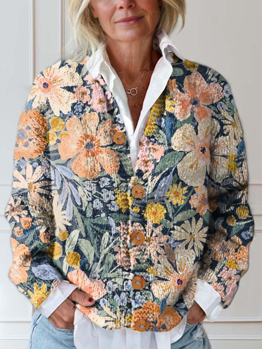 womens-vintage-floral-art-print-buttoned-cardigan-sweater-458m