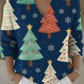 Women's Christmas Trees Pattern Art Print Buttoned Cardigan Sweater