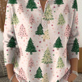 Women's Christmas Tree Art Print Buttoned Cardigan Sweater