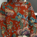 Boho Retro Floral Print Knit Turtleneck Pullover Sweater