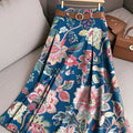 Women's Vintage Beautiful Ethnic Floral Art Print Cotton Skirt