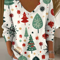 Women's Christmas Tree Pattern Print Casual Pullover Sweater