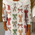 Cute Colorful Bowknot Art Print Buttoned Cardigan Sweater