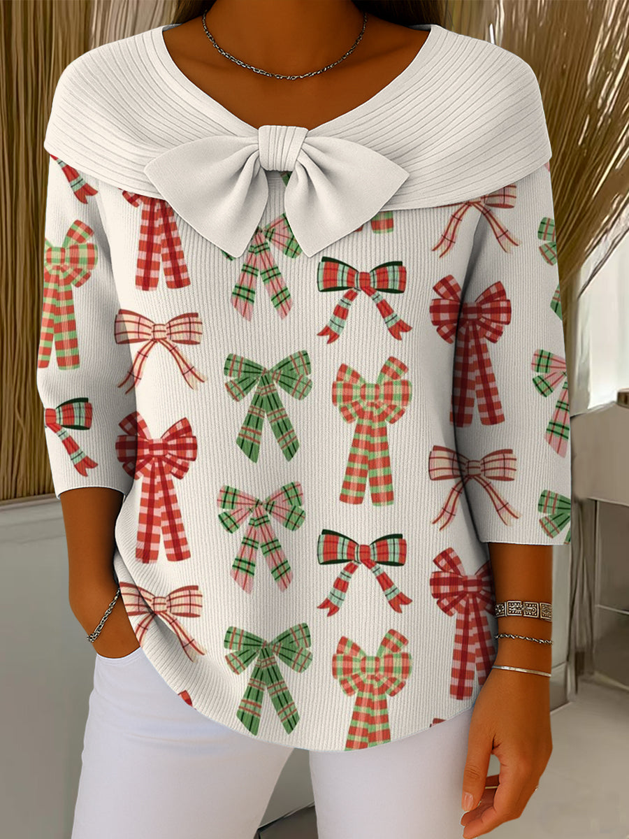 Cute Colorful Bowknot Art Print Buttoned Cardigan Sweater