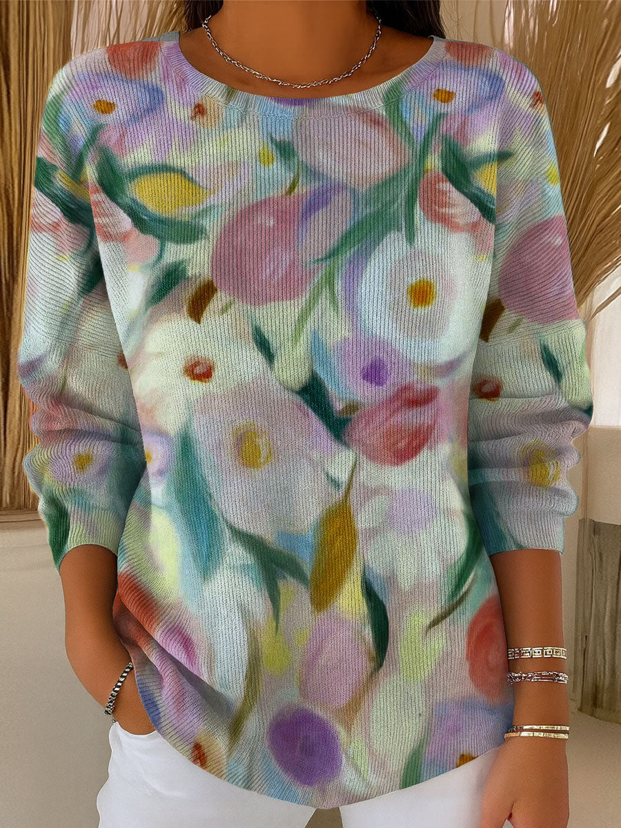 womens-concentrate-flowers-art-print-casual-pullover-sweater