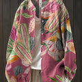 Women's Vintage Floral Pattern Art Print Casual Cotton And Linen Shirt