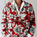 Women's Vintage Floral Art Print Buttoned Cardigan Sweater