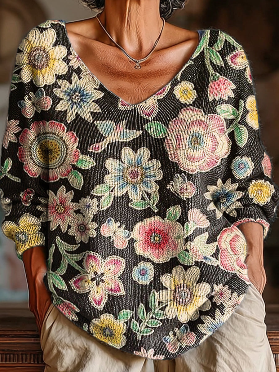 womens-vintage-ethnic-floral-painting-art-print-casual-pullover-sweater-r7kr