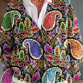 Beautiful Ethnic Colorful Paisley Floral Art Print Buttoned V-neck Cardigan Sweater